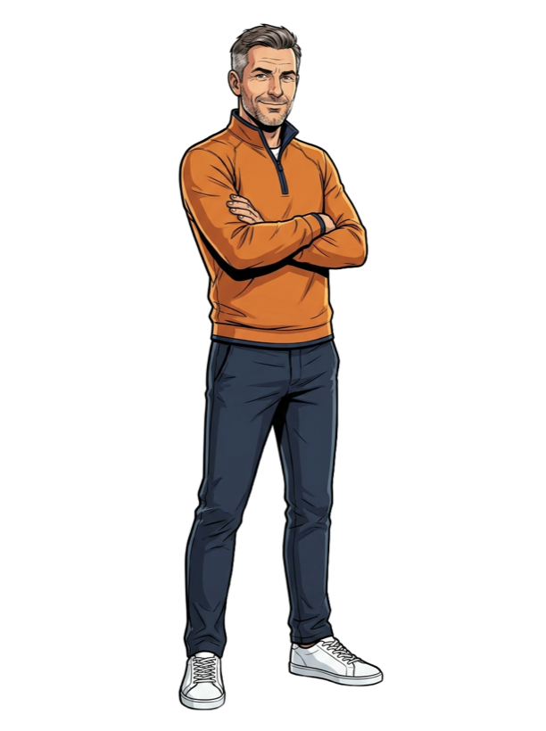 Illustrated Ultrain coach with clipboard