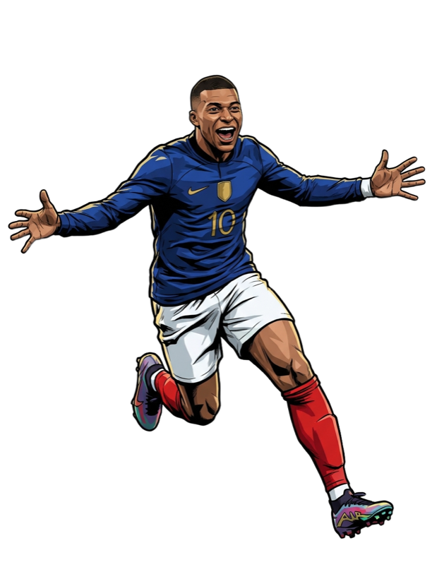 Illustrated Ultrain player in orange kit